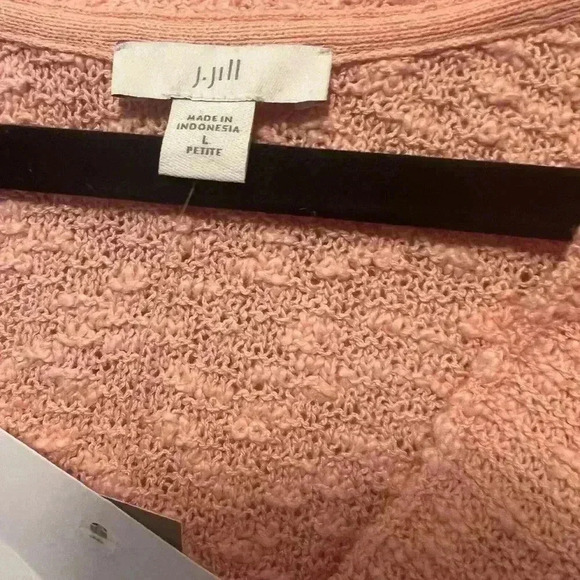 J Jill Slub-Textured Button-Front Cardi pink macaron NWT Size Large petite - Picture 8 of 9